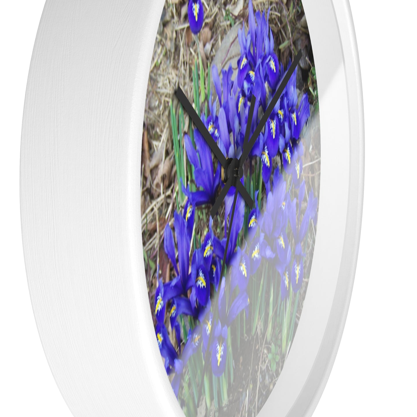 Blue Iris Wall Clock - Vibrant Spring Gardens Decoration