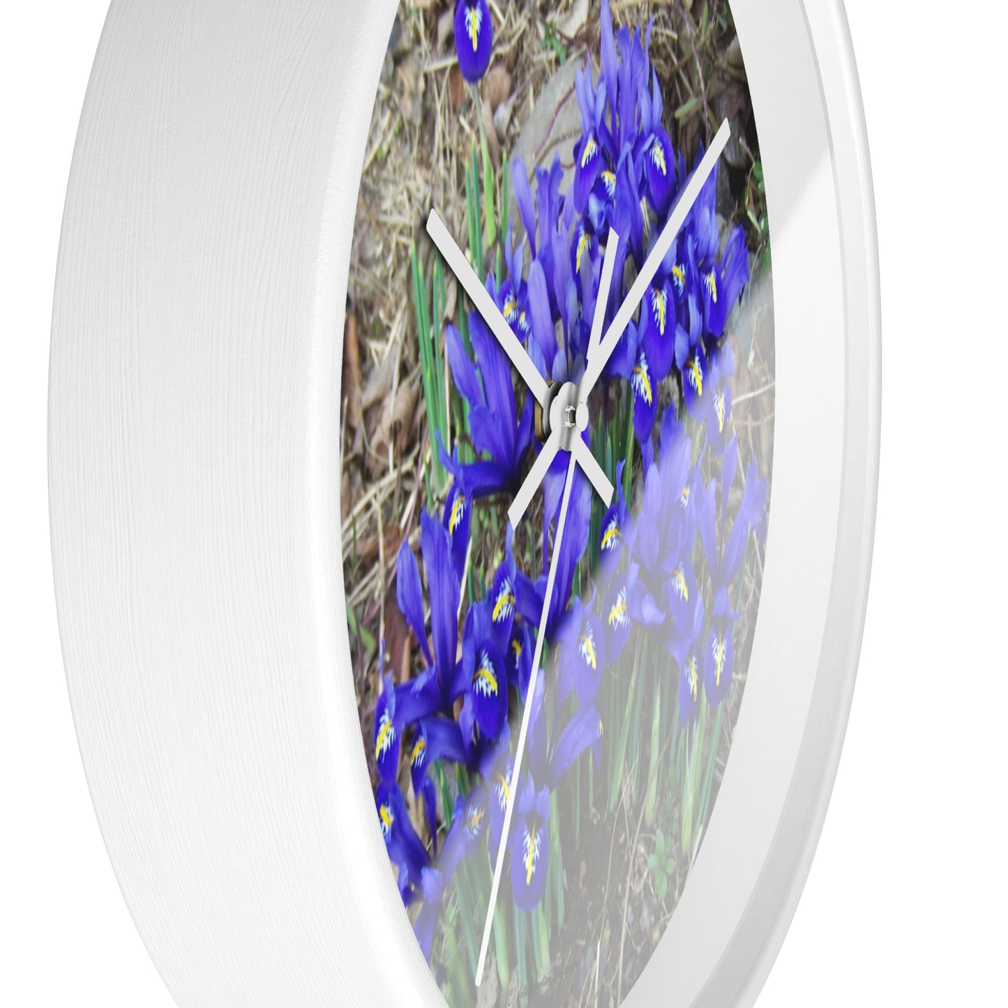 Blue Iris Wall Clock - Vibrant Spring Gardens Decoration