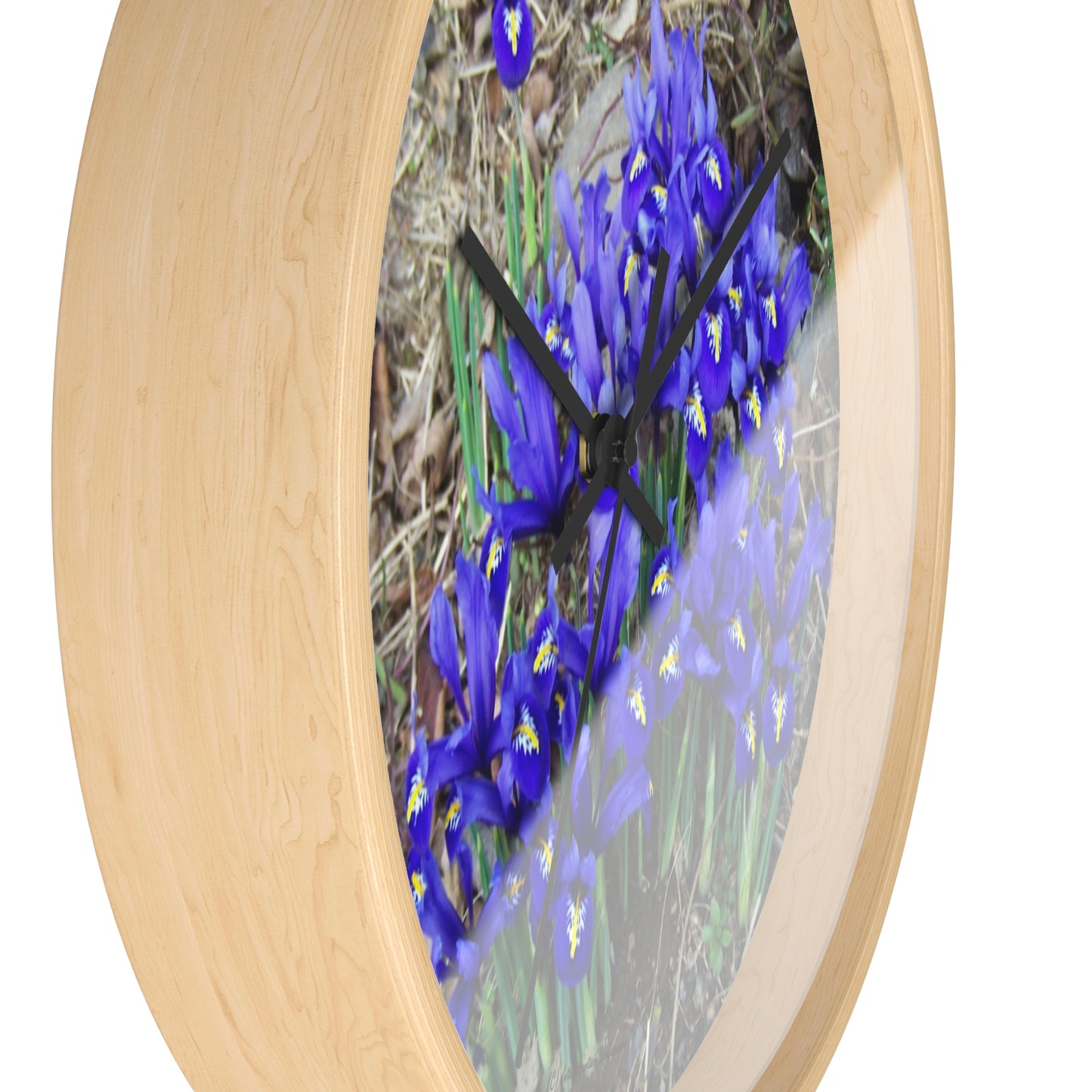 Blue Iris Wall Clock - Vibrant Spring Gardens Decoration