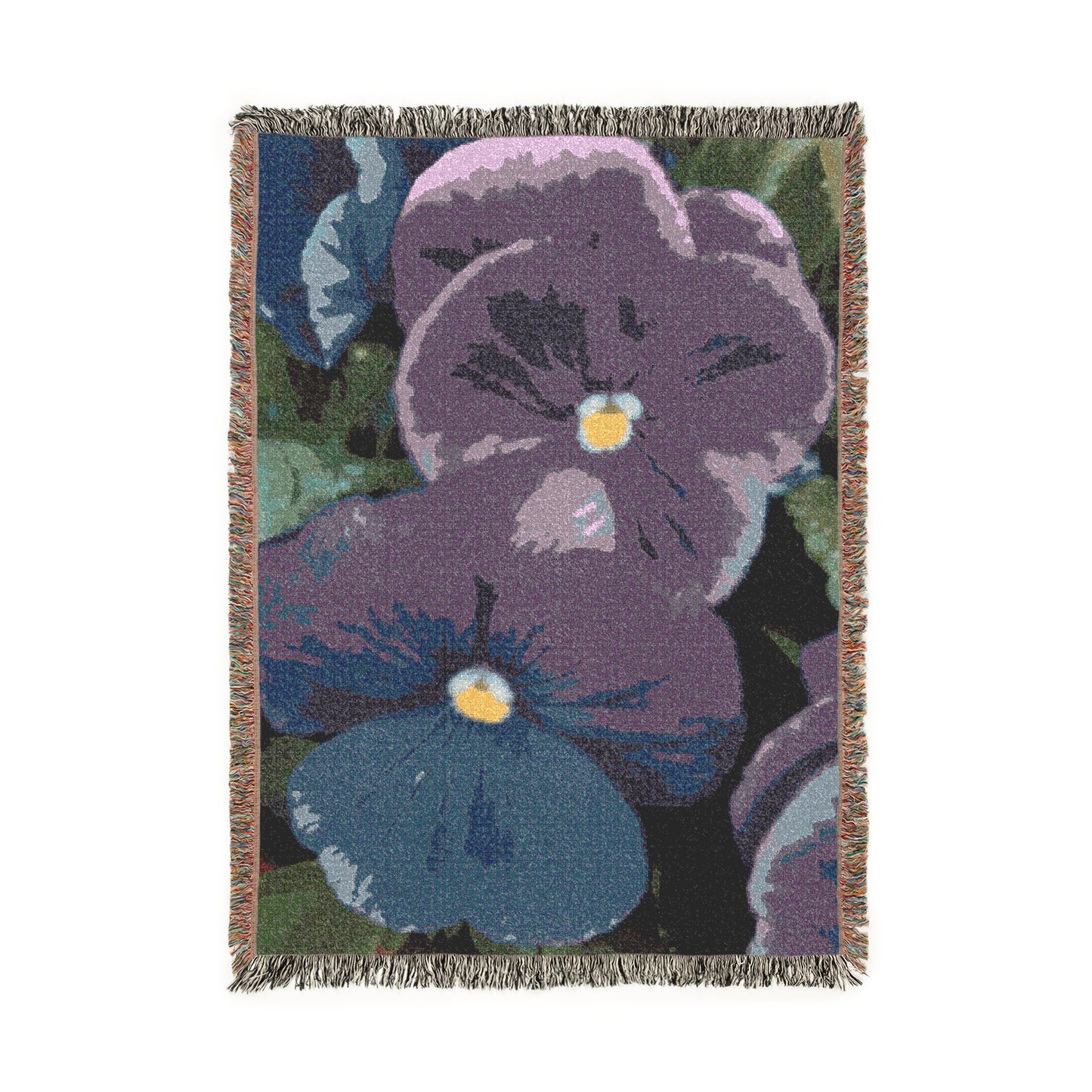 Dreaming Spring - Pansy Floral Woven Blanket — Cozy Decorative Throw for Living Room & Bedroom
