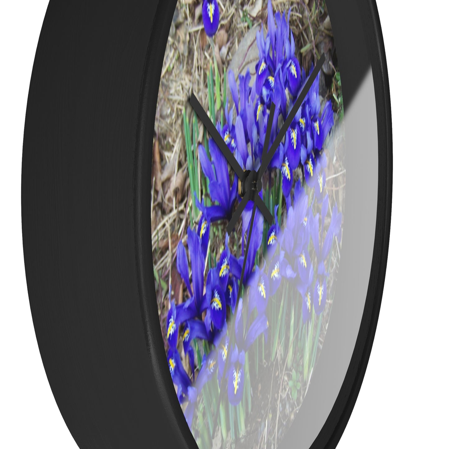 Blue Iris Wall Clock - Vibrant Spring Gardens Decoration