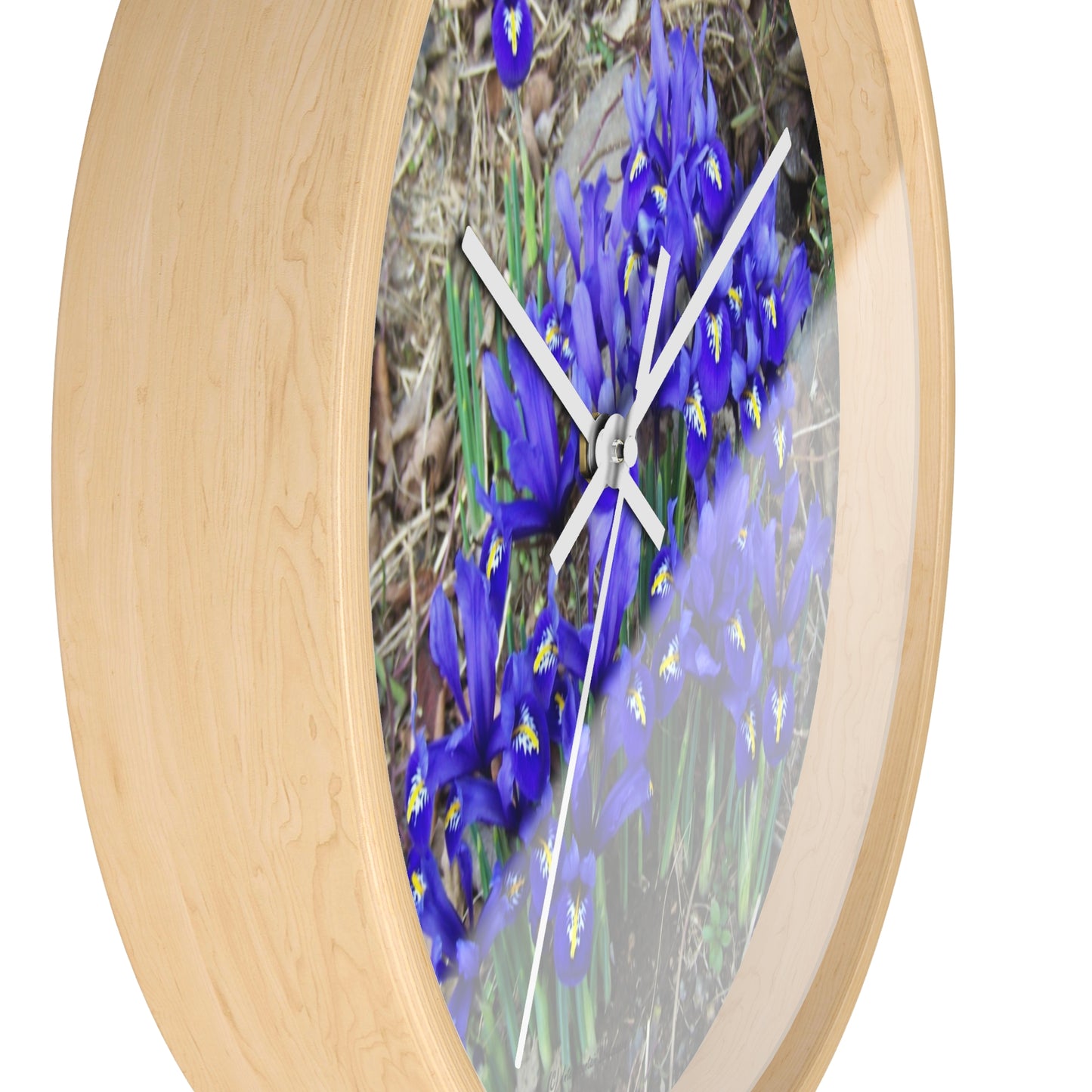 Blue Iris Wall Clock - Vibrant Spring Gardens Decoration