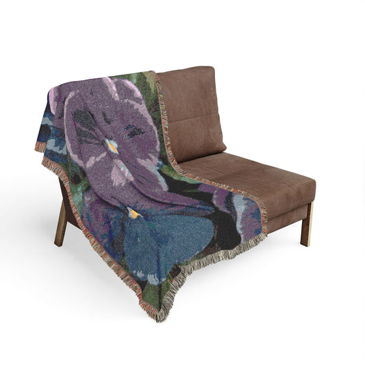 Dreaming Spring - Pansy Floral Woven Blanket — Cozy Decorative Throw for Living Room & Bedroom