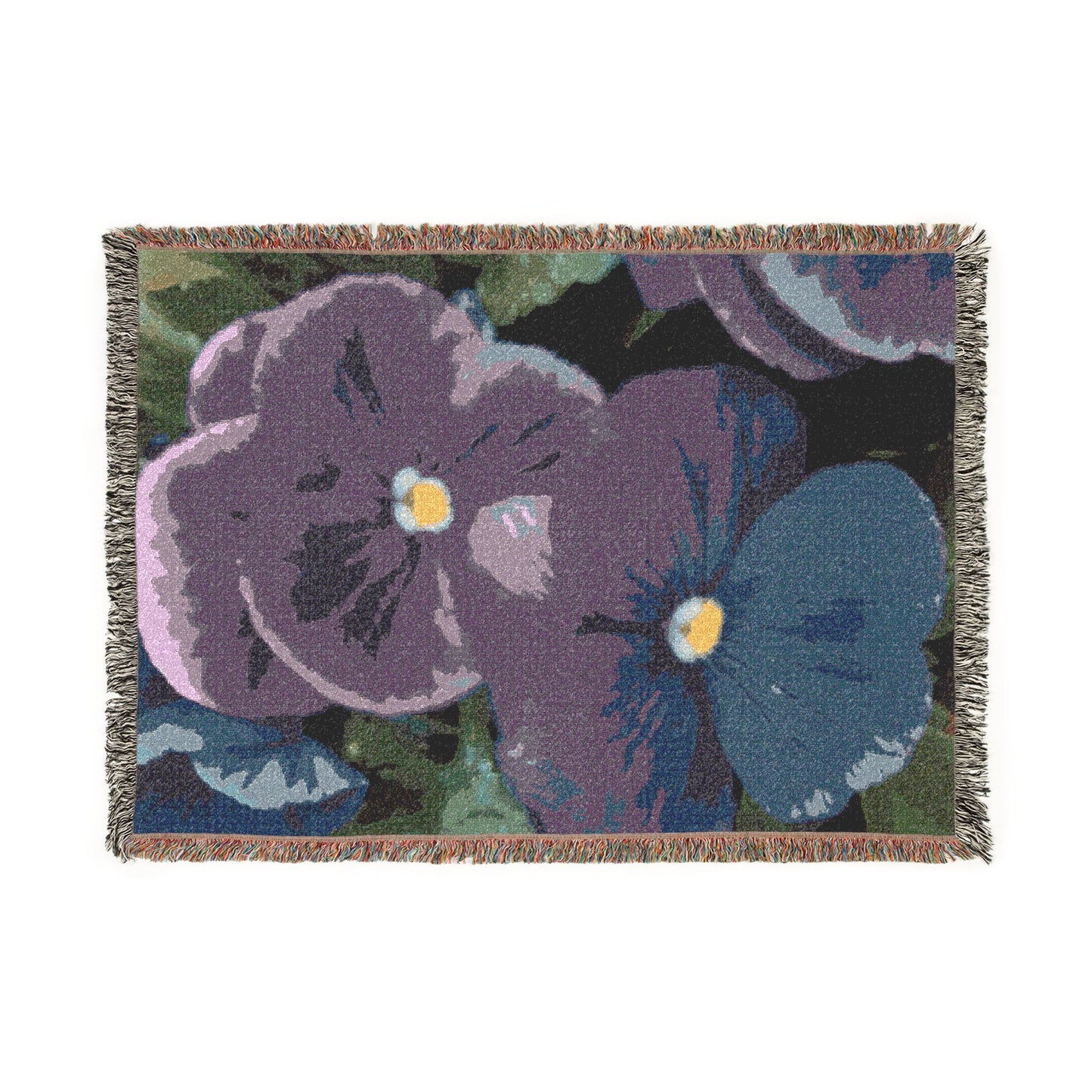 Dreaming Spring - Pansy Floral Woven Blanket — Cozy Decorative Throw for Living Room & Bedroom