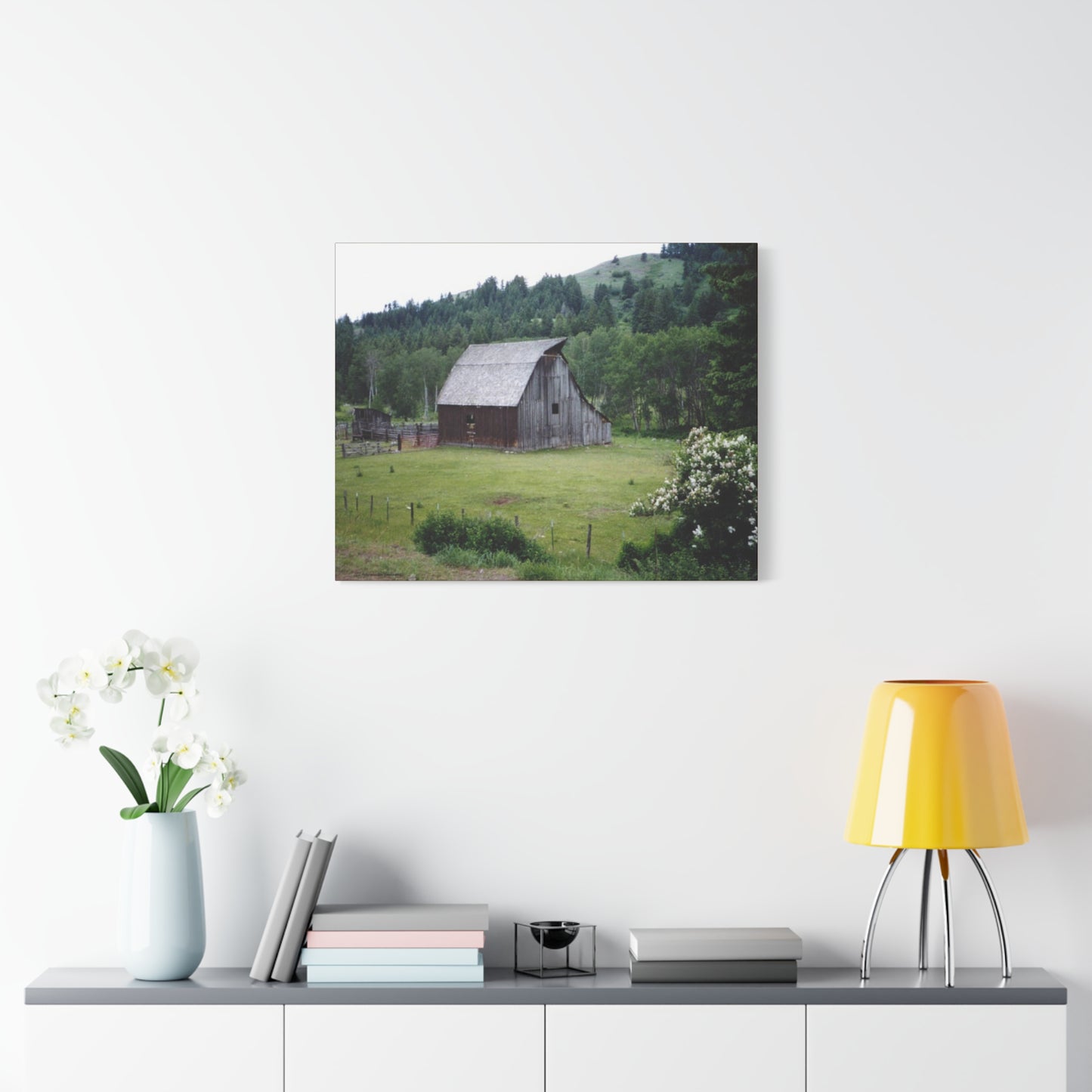 Yesterday - Rustic Barn Landscape Matte Canvas Print — Stretched Wall Art