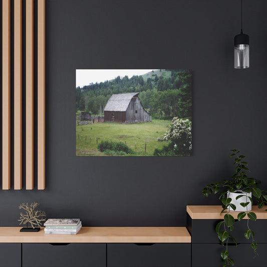 Yesterday - Rustic Barn Landscape Matte Canvas Print — Stretched Wall Art