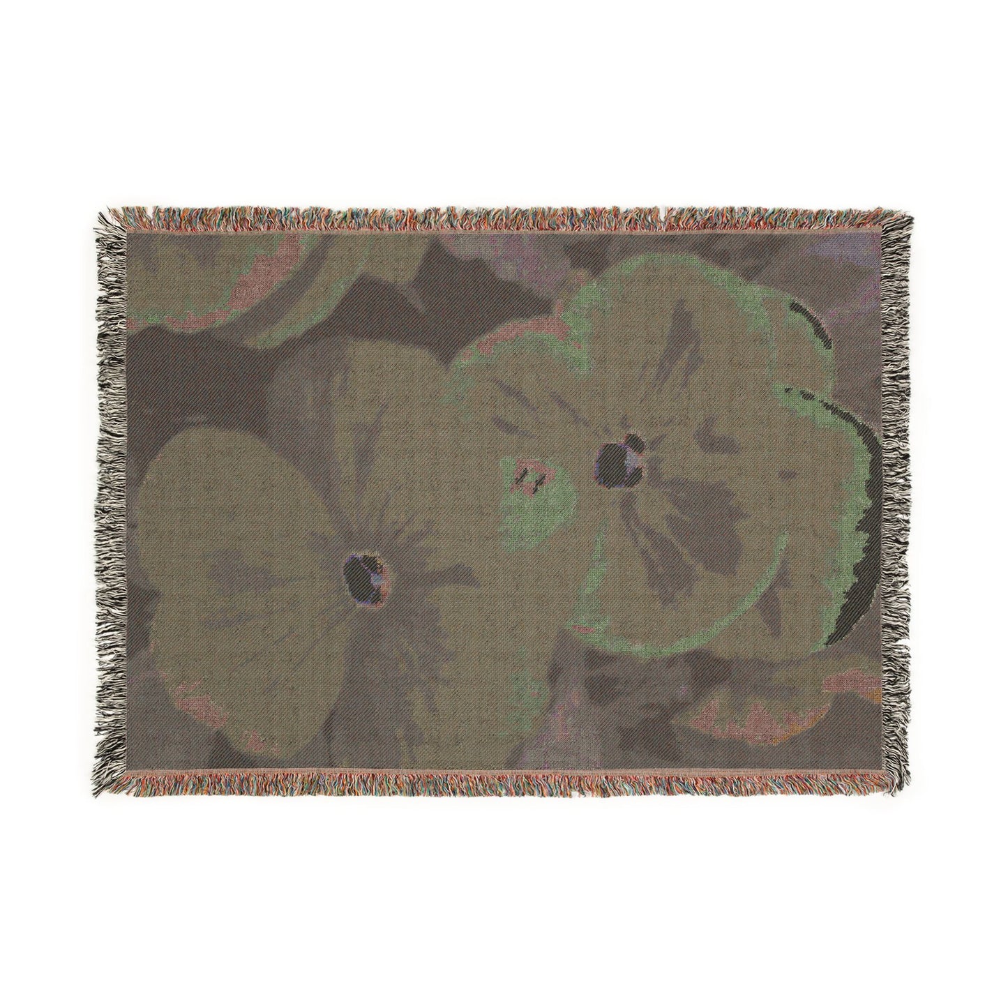 Dreaming Spring - Pansy Floral Woven Blanket — Cozy Decorative Throw for Living Room & Bedroom